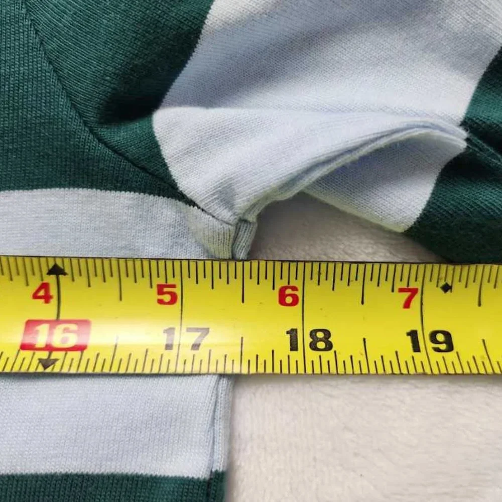 New women's  J Crew Factory long sleeve rugby stripe polo shirt blue green - Picture 8 of 10